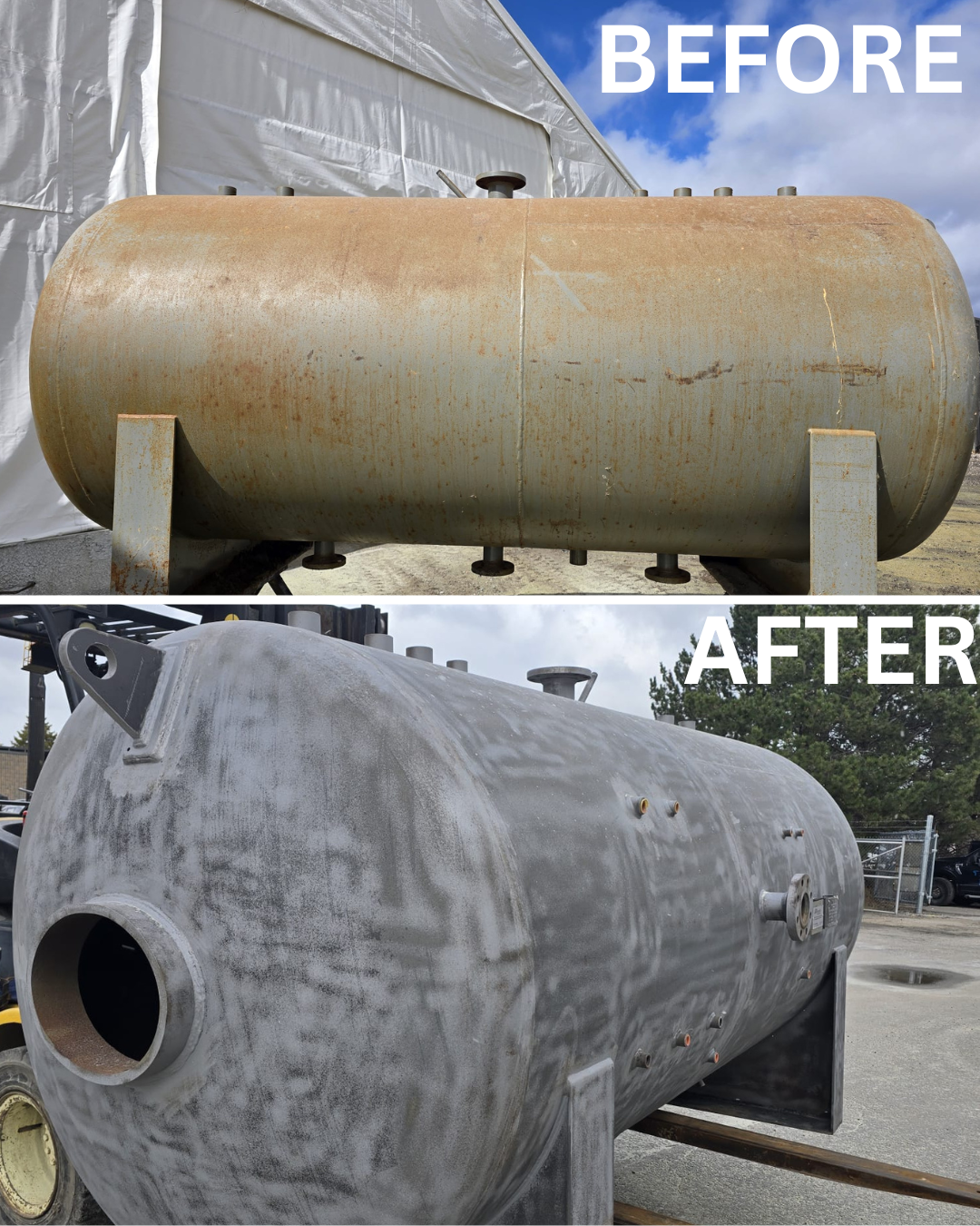 Industrial tank sandblasting