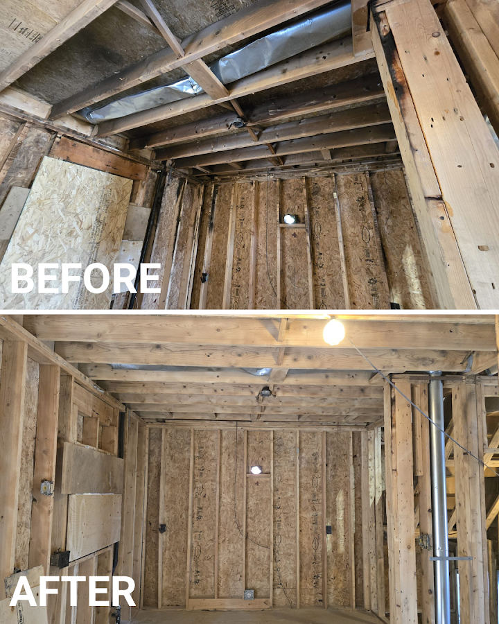 Fire damage and soot removal before and after by ZAD Sandblasting