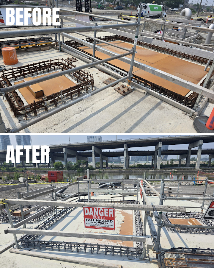 Industrial steel sandblasting before and after by ZAD Sandblasting