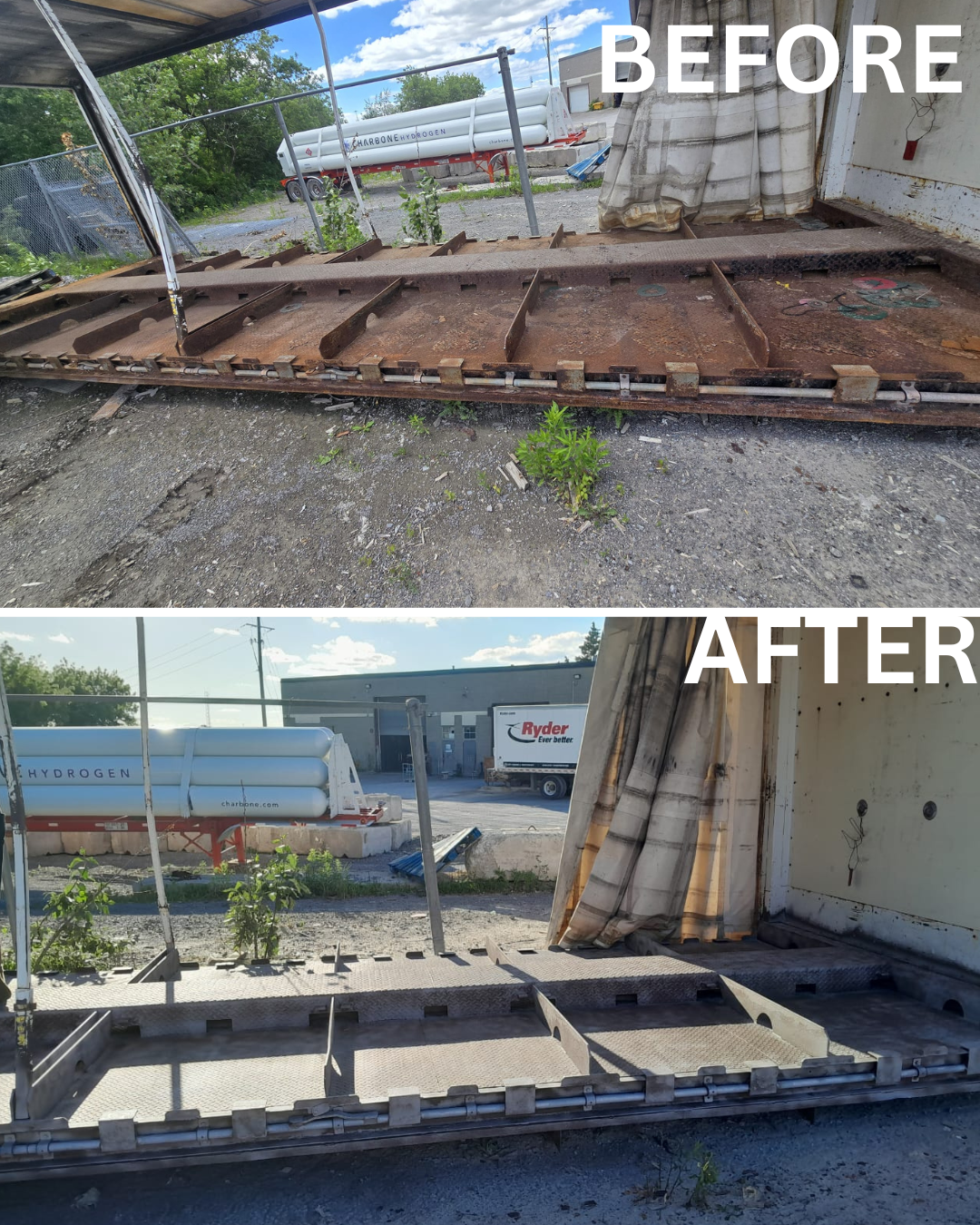 Steel truck bed sandblasting